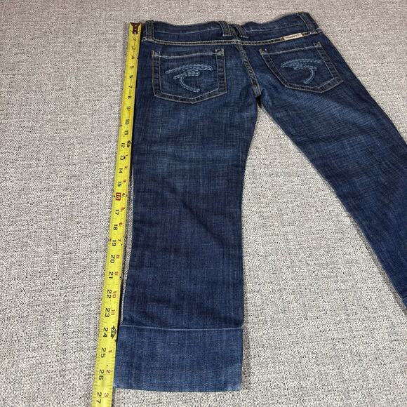 Frankie B Cuffed Crop Capri Jeans Sz 2 Distressed Stretch Cropped Denim - Picture 4 of 5